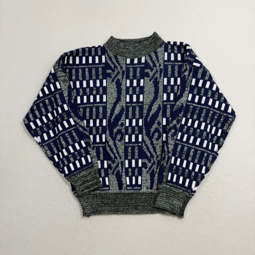 Vintage Nicolas Allen Sweater Medium Geometric Crewneck Long Sleeve Acrylic Knit